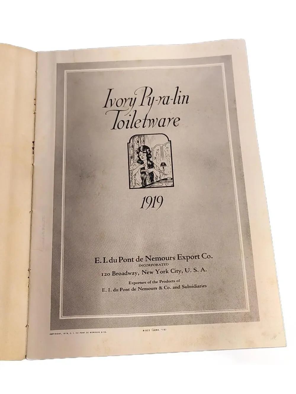 1919 DuPont Pyralin toilet ware catalog price list Advertising Piece Antique VTG